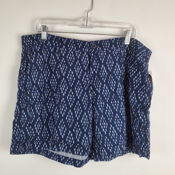 FADED‎ Glory Shorts Womens 16 Rayon blue white Ikat casual coastal - Picture 1 of 5
